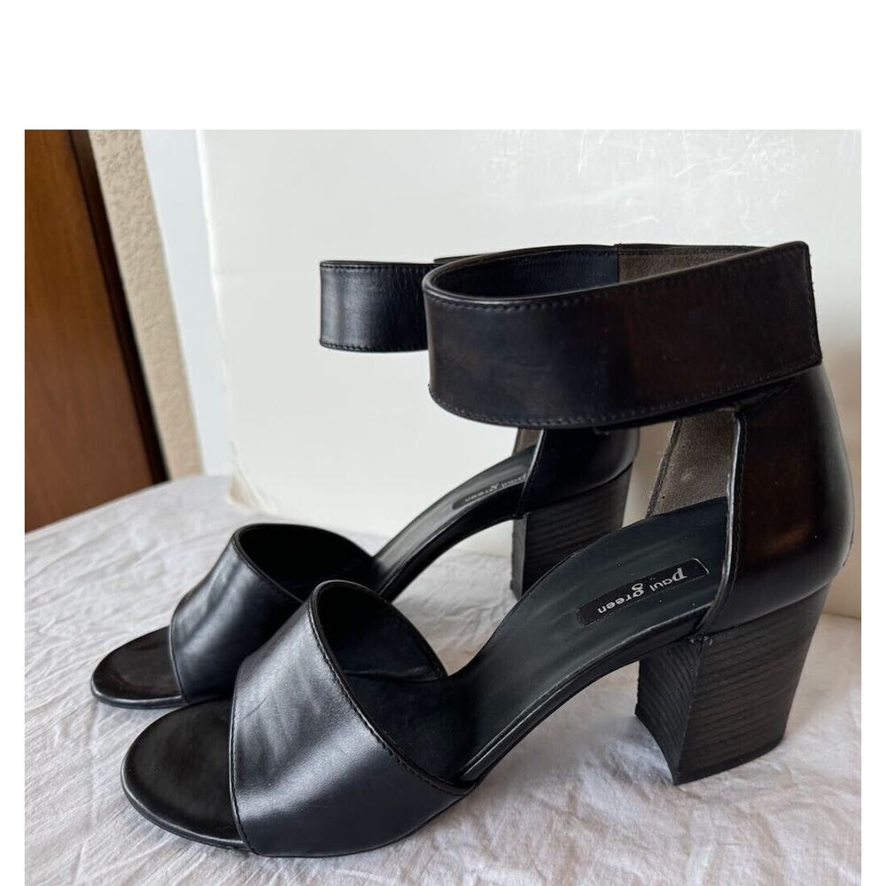 Paul Green Women's Black Ankle Strap Block Heels Sandals Size US 7.5/8